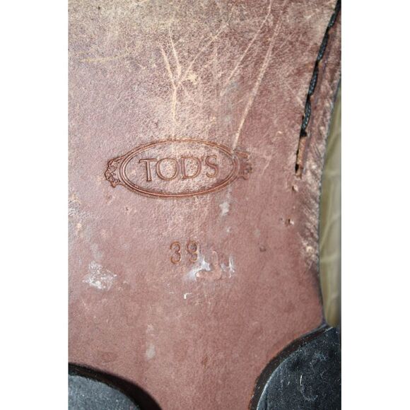 Tods Womens Leather Animal Print Apron Toe Slip-On Loafers Yellow Size EUR39 - Picture 5 of 5